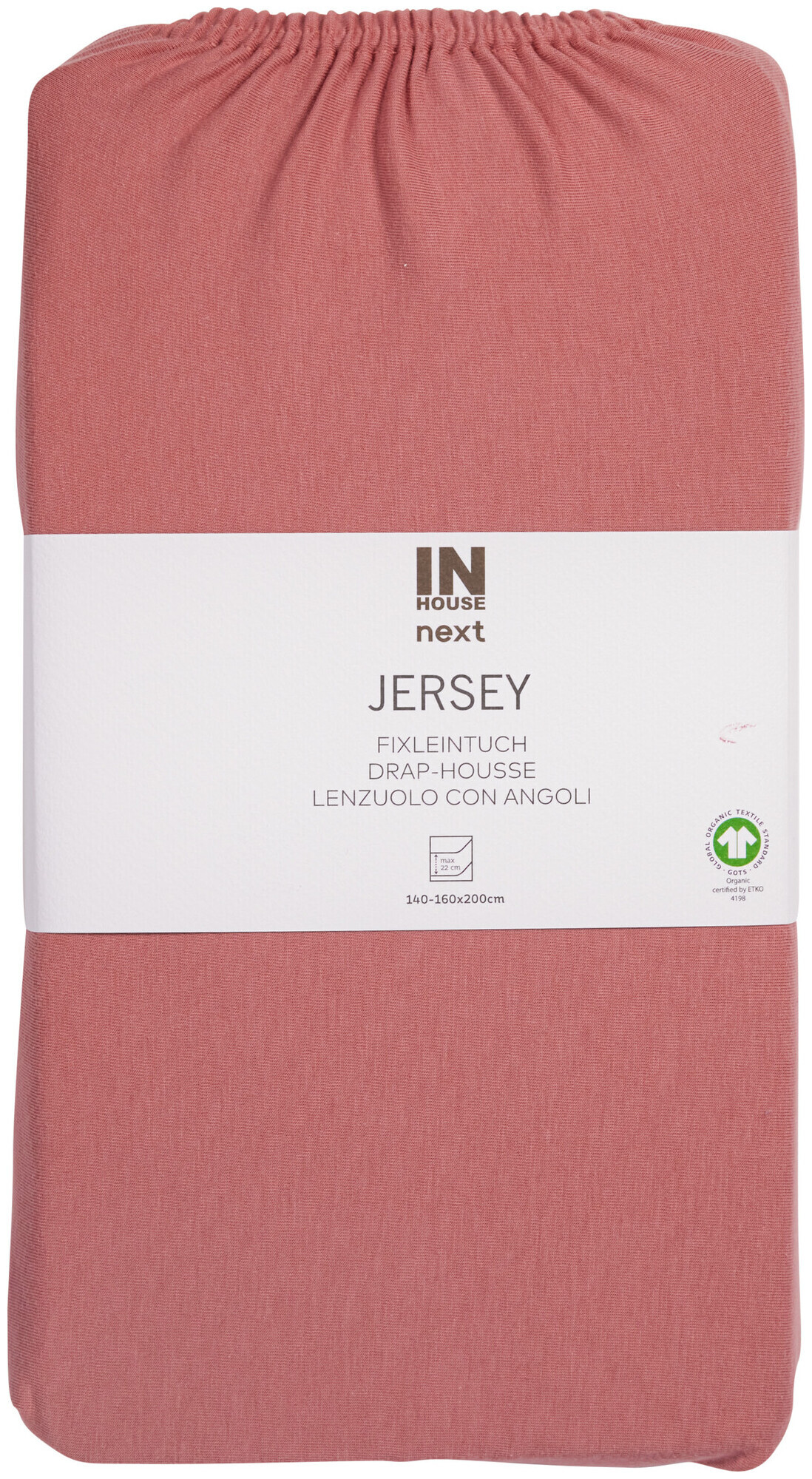 Image of Inhouse Fixleintuch Gots Jersey 160x200 rosa