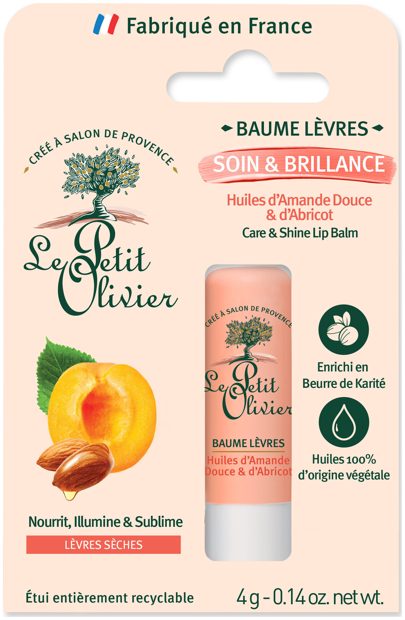 Image of Le Petit Olivier Lippenbalsam Pflege & Glanz - Süßes Mandel- & Aprikosenöl 4 g
