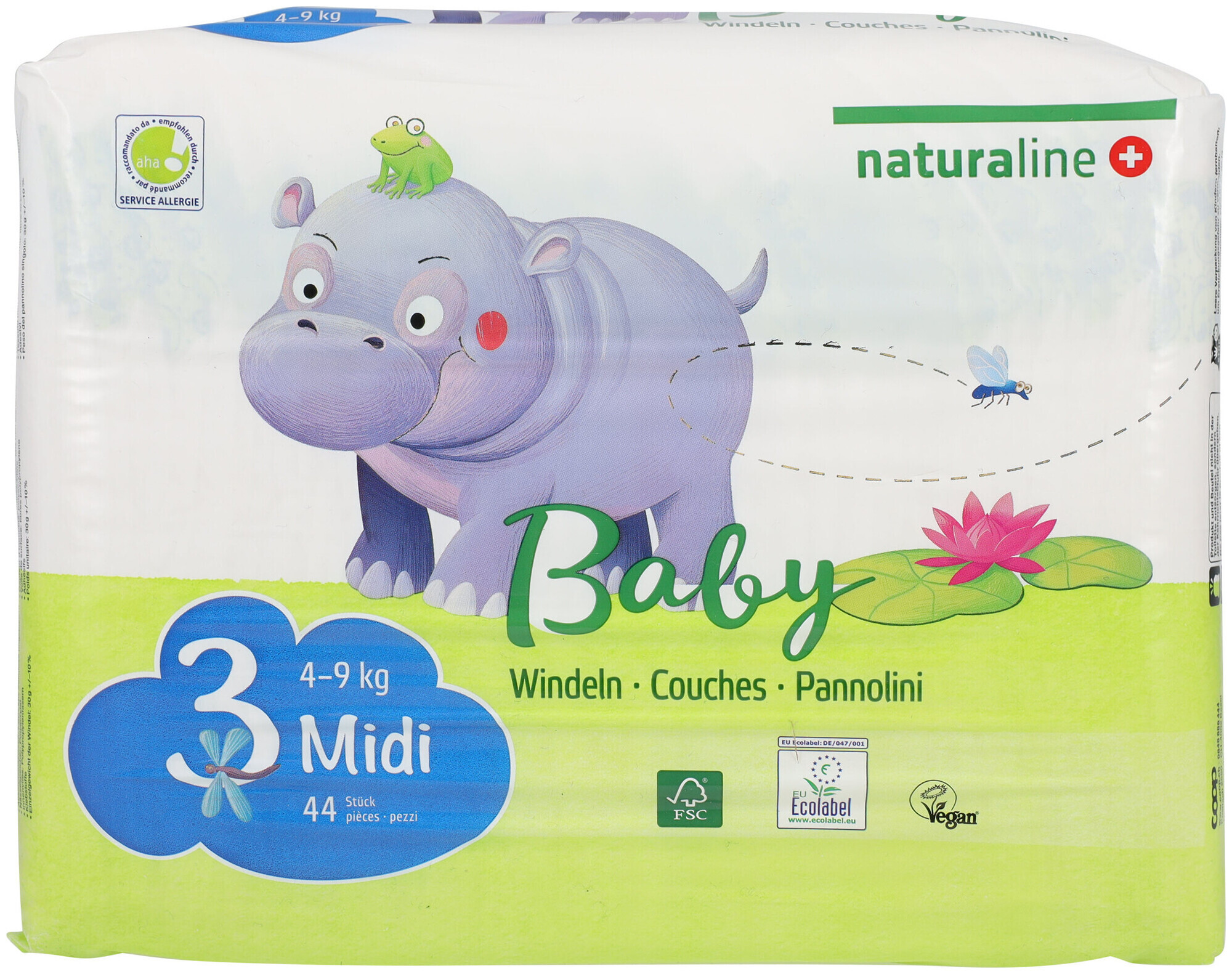 Image of Naturaline Cosmetics Naturaline Baby Grösse 3 Midi, 4-9kg, 44 Stück