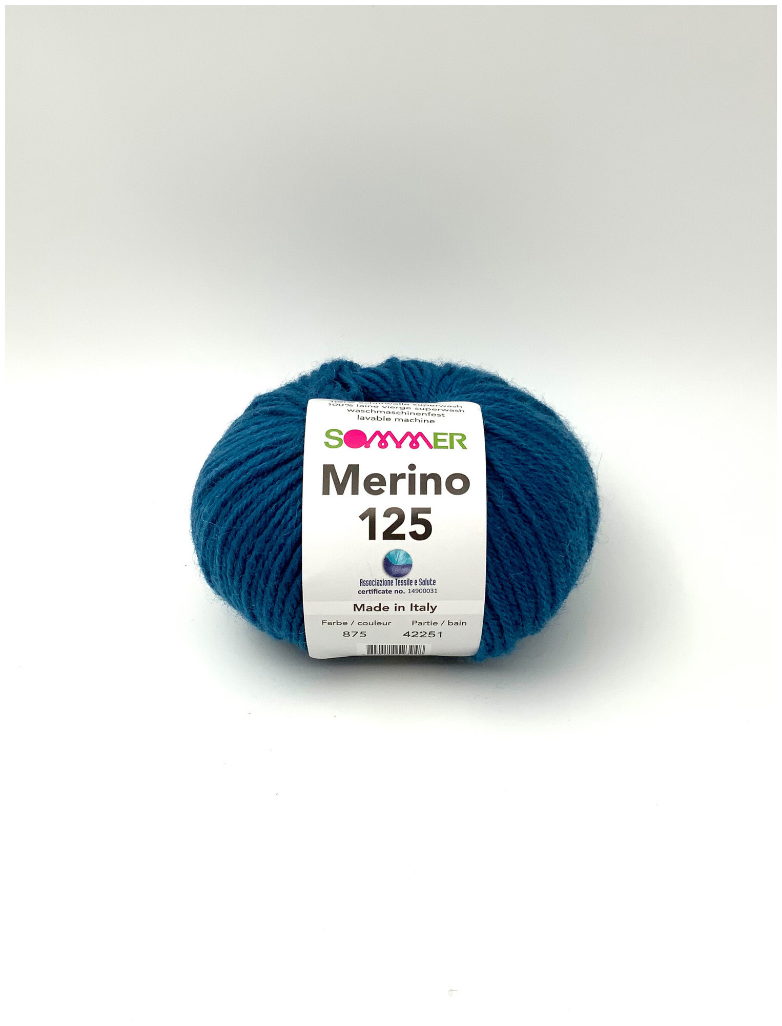 Image of Sommer Merino 125 1121 Handstrickgarn 100% Merino Superwash petrol 50g