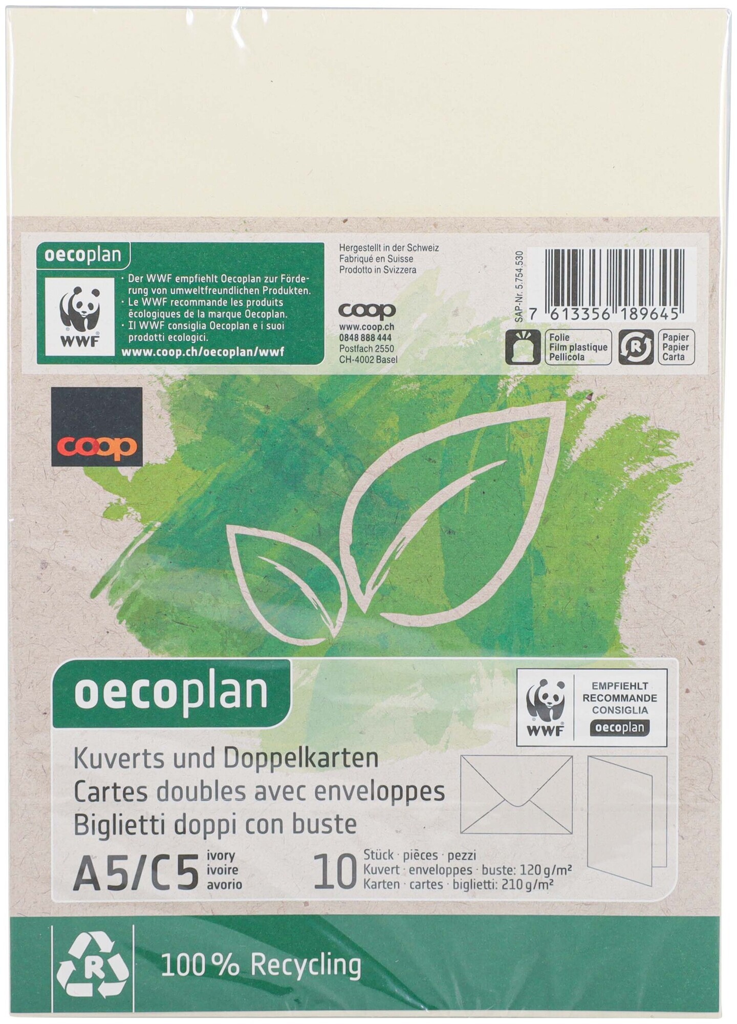 Image of Oecoplan Kuverts und Doppelkarten A5/C5 ivoire 10/10 Stk.