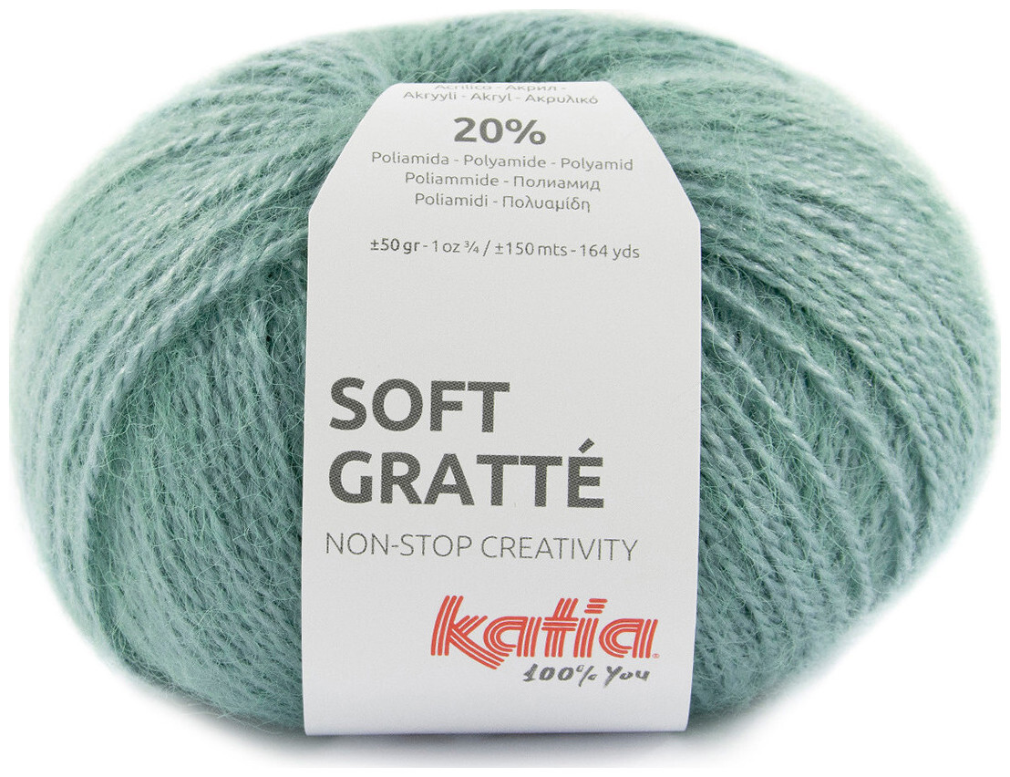 Image of Katia Soft Gratté 84 Handstrickgarn mit Mohair-Effekt für sensible Haut acqua 50g