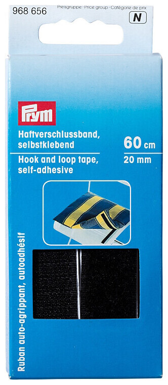 Image of Prym Klettband / Haftverschlussband schwarz 20 mm 60 cm selbstklebend
