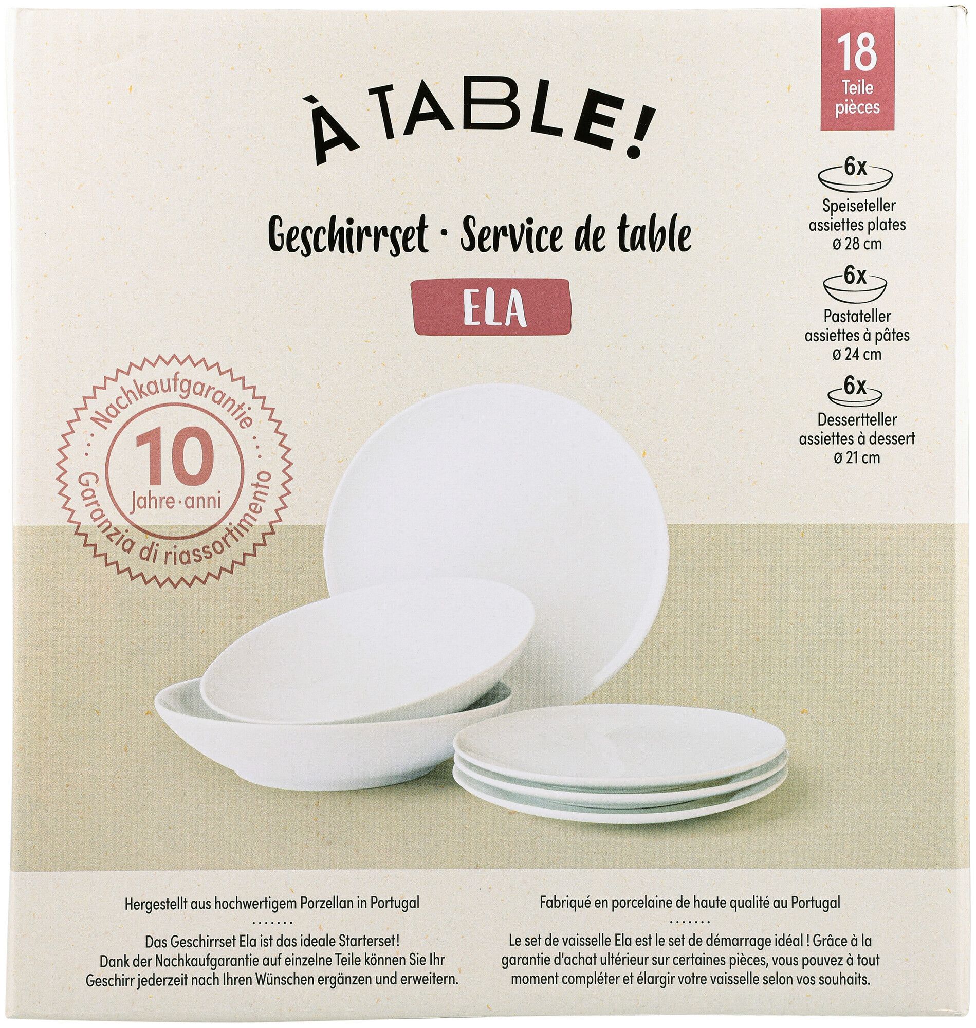 À Table! Set de vaisselle Ela 18 pièces