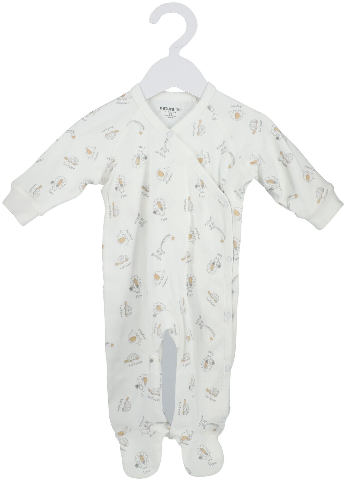 Image of Naturaline Textil New Born Pyjama Tiere weiss 50