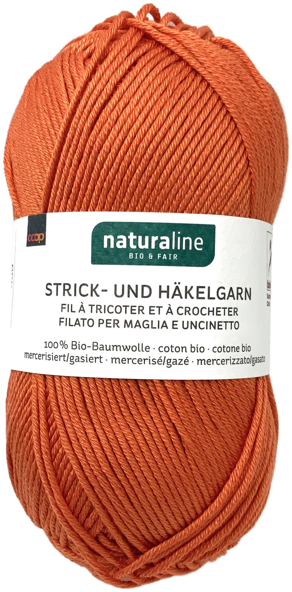 Naturaline Textil Coop Bio Naturaline 333 Fil à tricoter 100% Coton merc. orange 50g