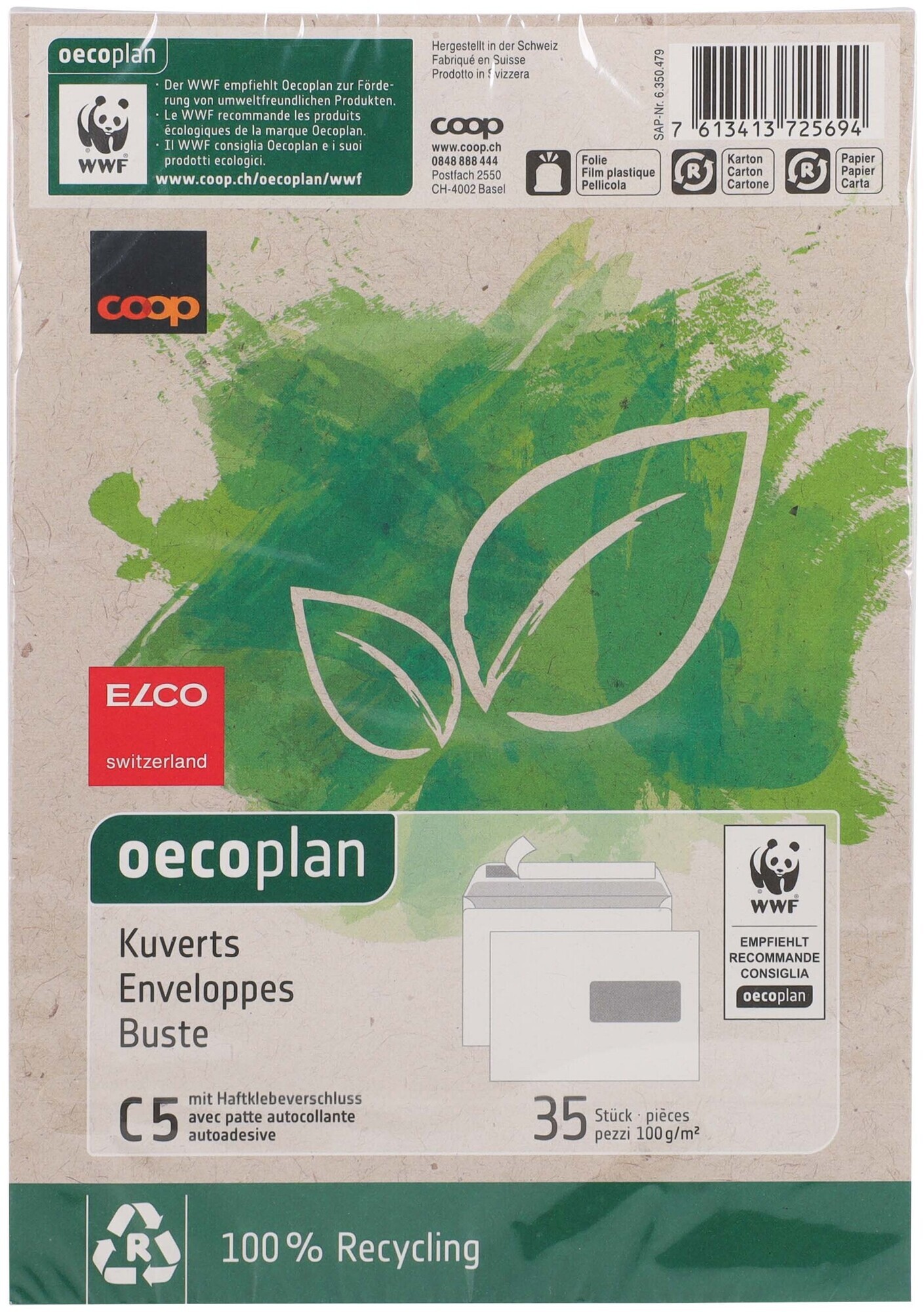 Image of Oecoplan Kuvert C5 Fenster rechts 35 Stück