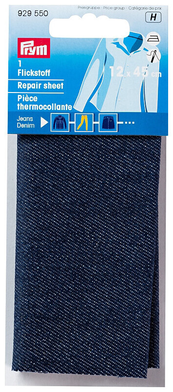 Prym tissu thermocollant jean bleu foncé 12 x 45 cm