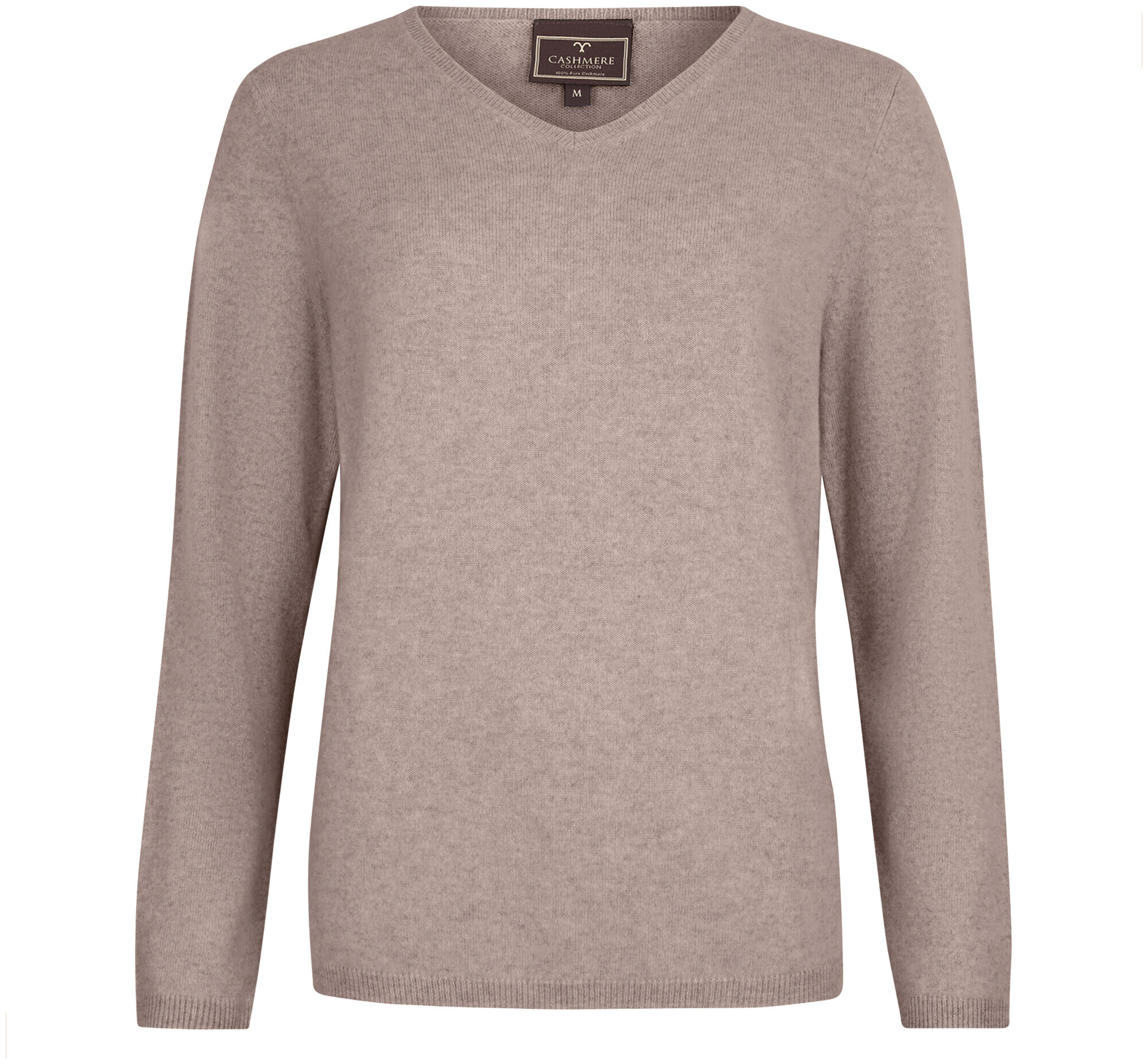 Image of Cashmere Damen Pullover V-Ausschnitt hellbraun L