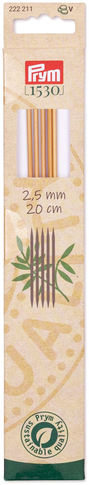 Prym 1530 Aiguilles à tricoter en bas 2.50 mm, 20 cm, bambou