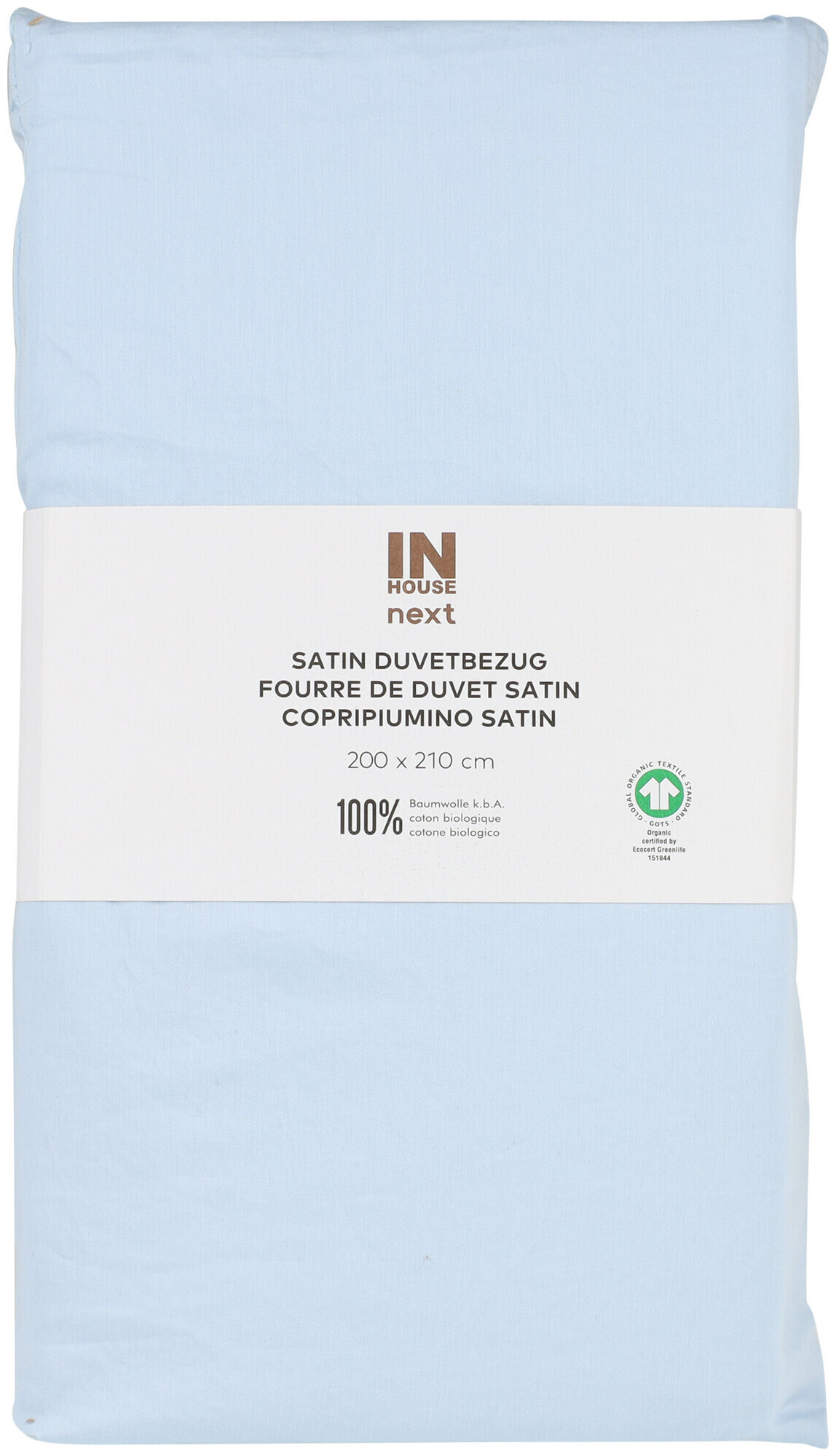 Image of Inhouse Duvet Gots Satin Paspel 200x210 hellblau