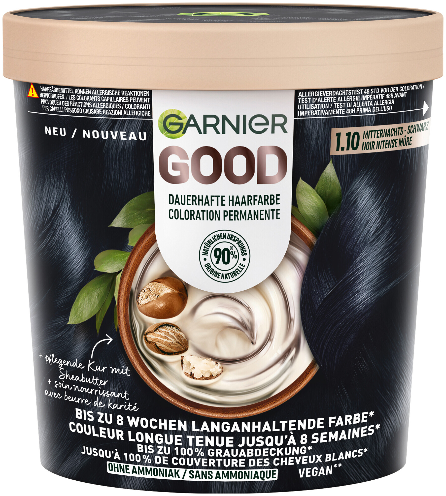 Image of Garnier Good Dauerhafte Haarfarbe 1.10 Midnight Illusion, 1Stk