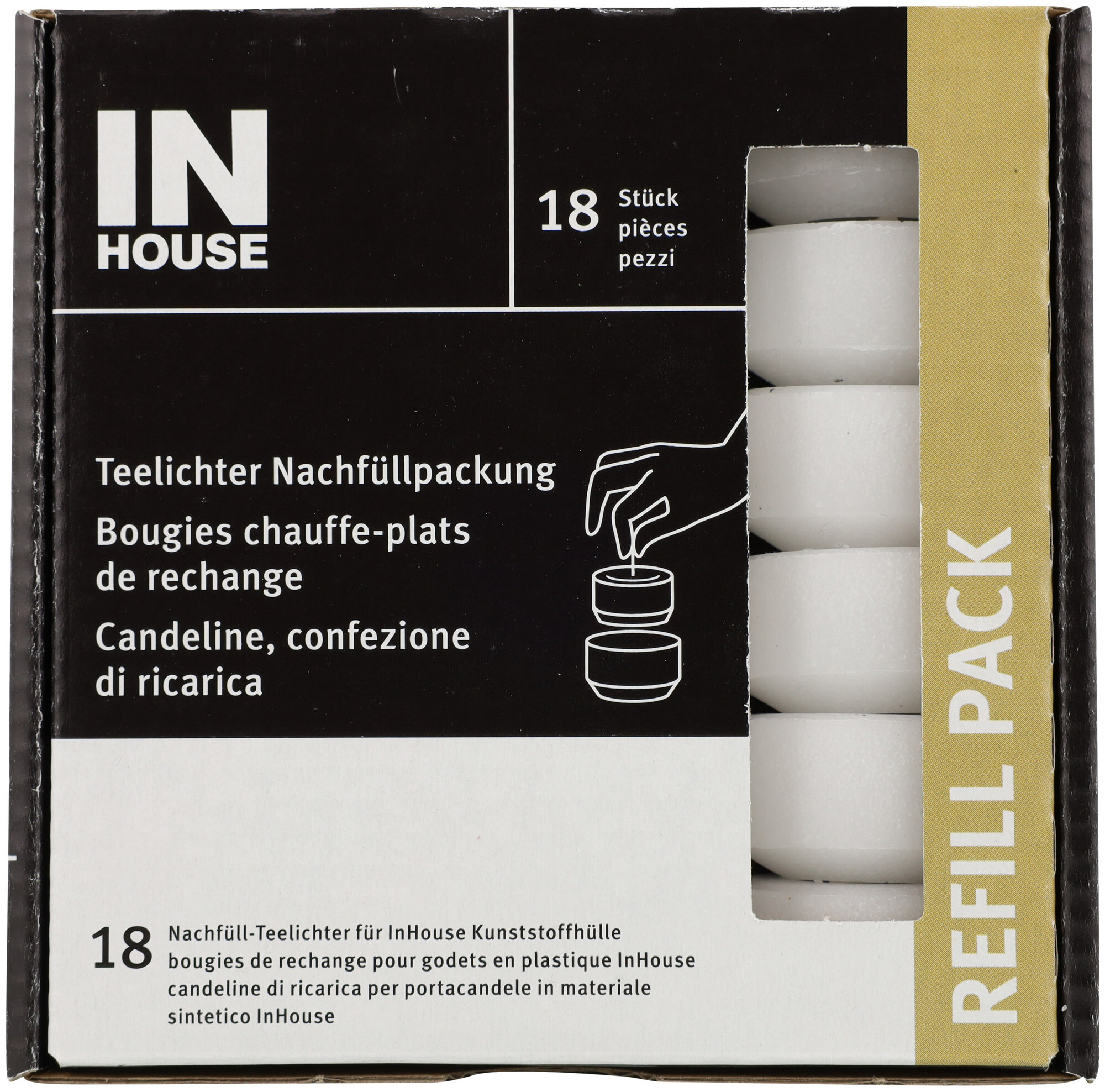 Image of Inhouse Teelichter Nachfüllpack 6h 18 Stück