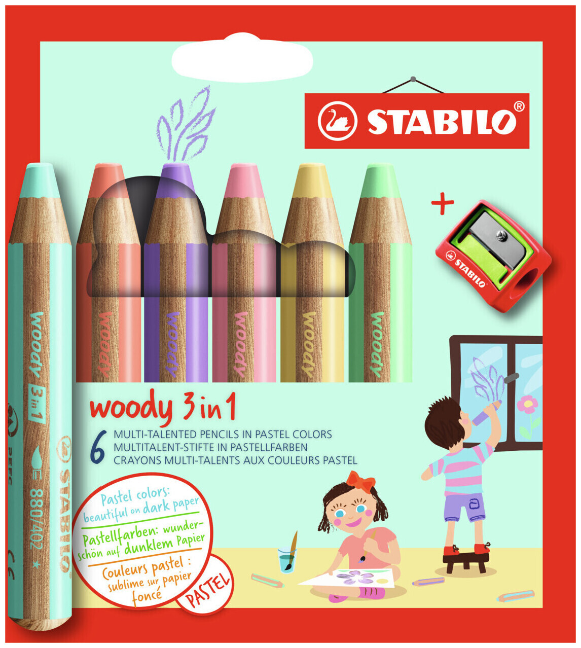 Image of Stabilo Buntstift woody 3 in 1 Pastell 6er Etui