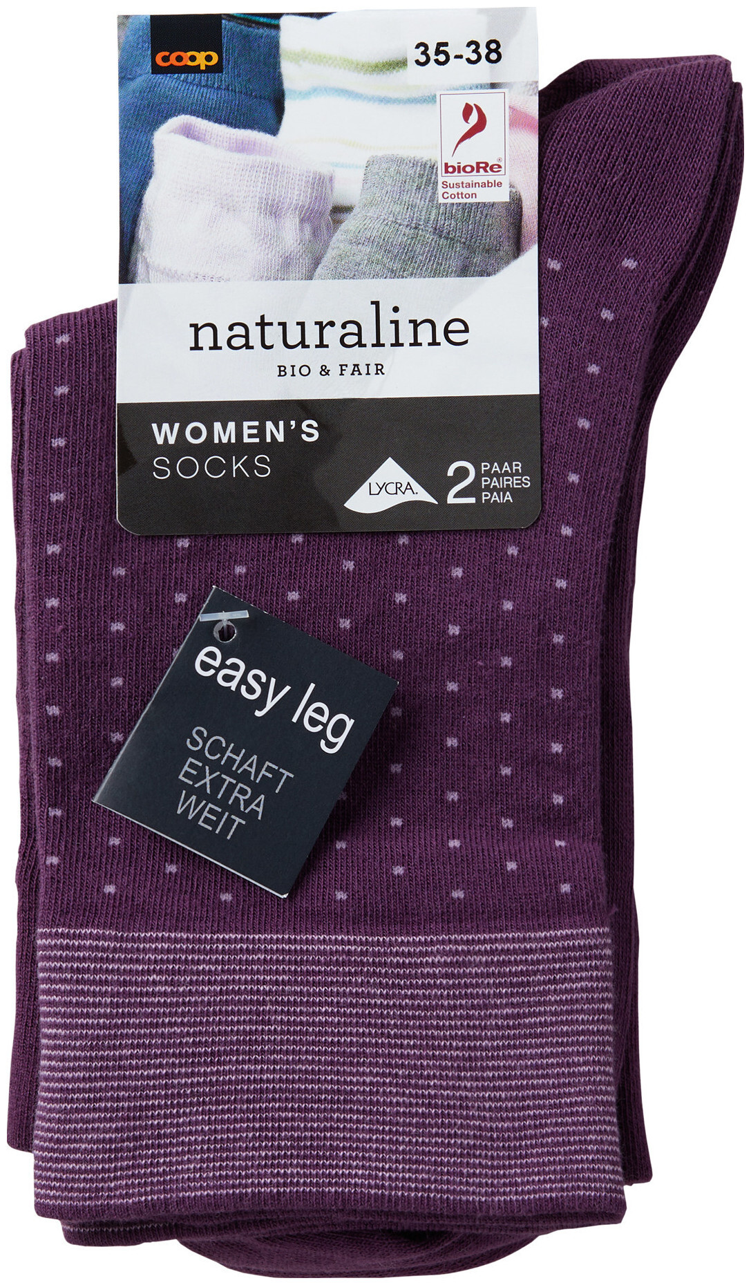 Image of Naturaline Textil Naturaline Damen Socken Relax Dots Duo Wine 35 - 38