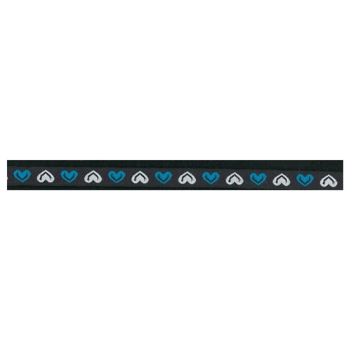 Jacquardborte mit Herz blau/weiss 15mm Coupon 2 m