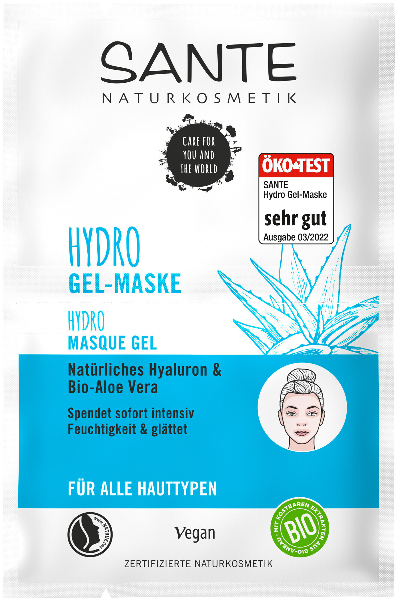 Image of Sante Hydro Gel-Maske Natürliches Hyaluron & Bio-Aloe Vera 8 ml