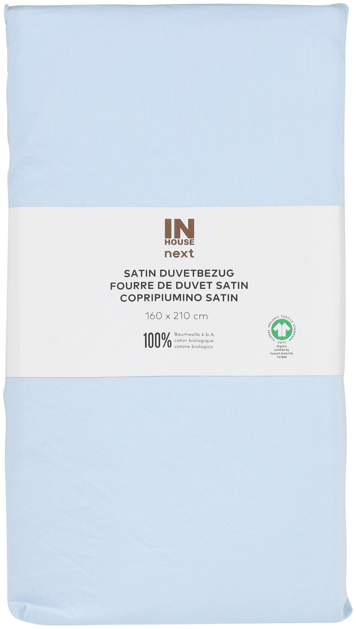 Image of Inhouse Duvet Gots Satin Paspel 160x210 hellblau