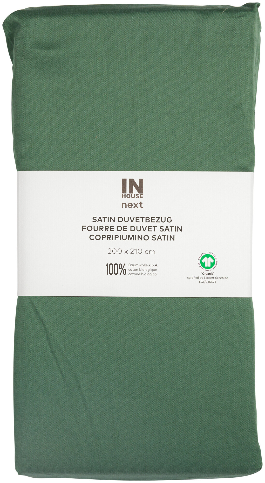 Inhouse Duvet Gots Satin 200x210 herbe