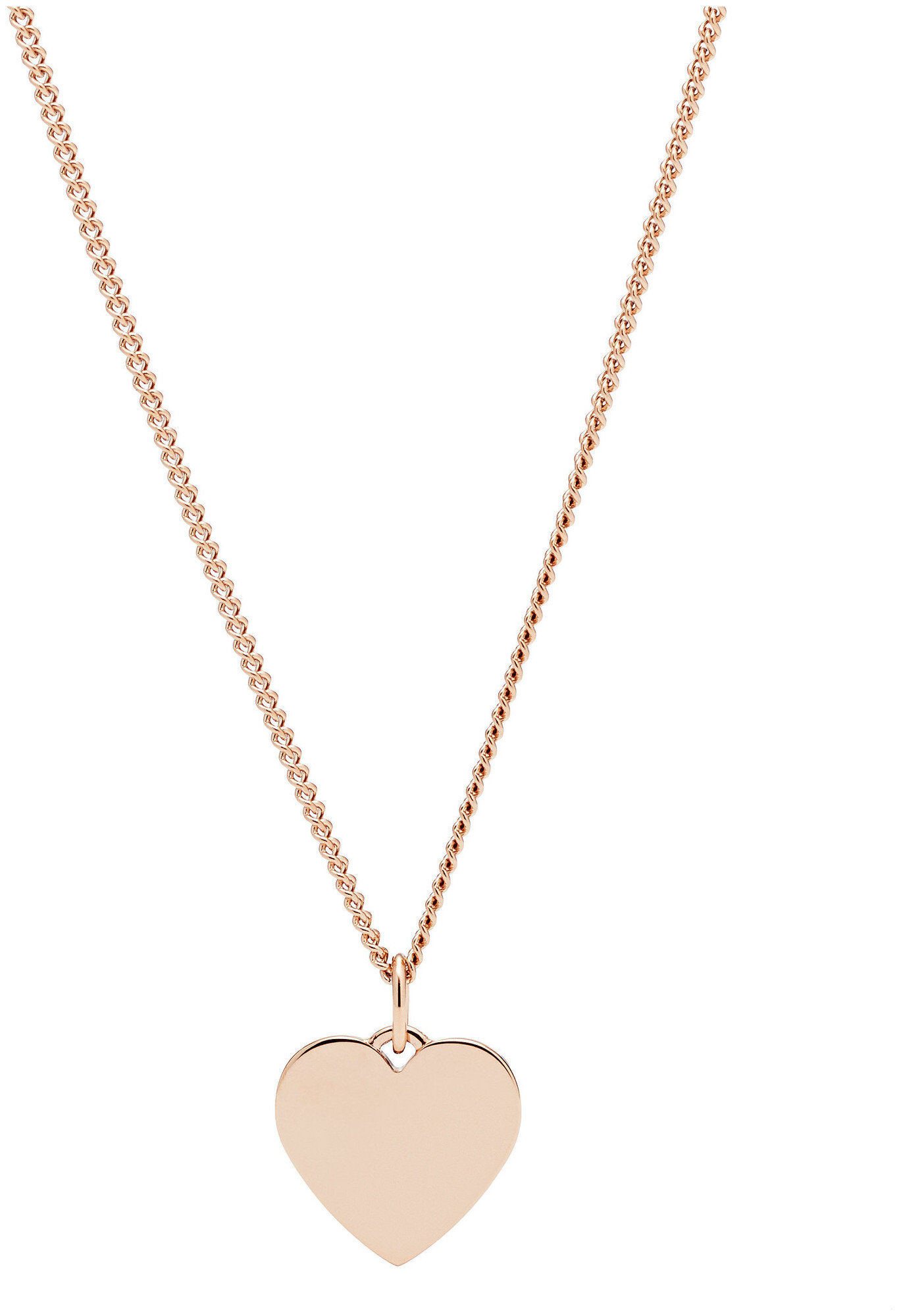 Image of Fossil Jewels Fossil Damen Halskette Heart Rose Gold-Tone Stainless Steel Necklace