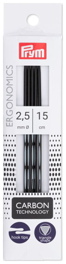 Image of Prym ergonomics Strumpfstricknadeln Carbon 2.50 mm, 15 cm, Karte 5 Stk., Karbonfaser
