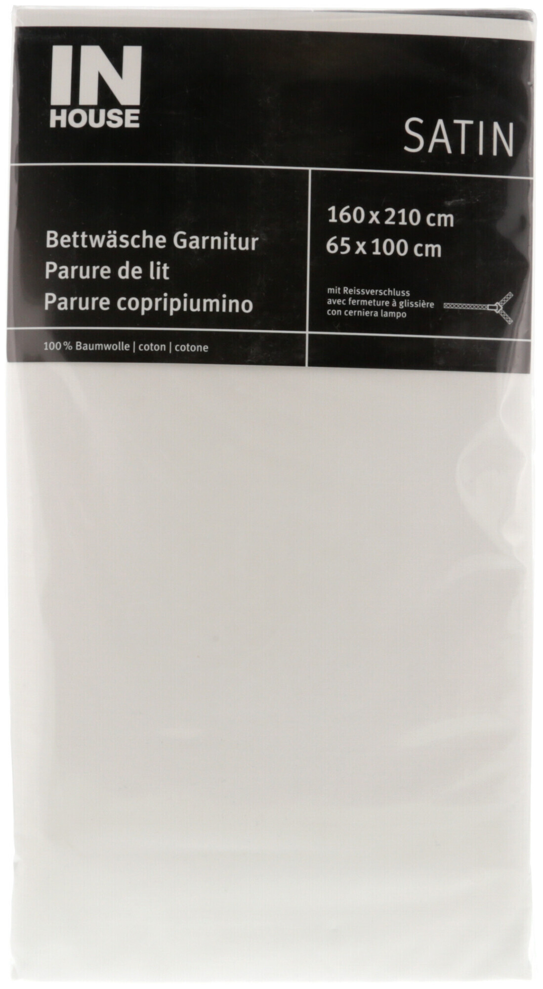 Image of Inhouse IH Bettwäschegarnitur Satin uni weiss 160x210/65x100