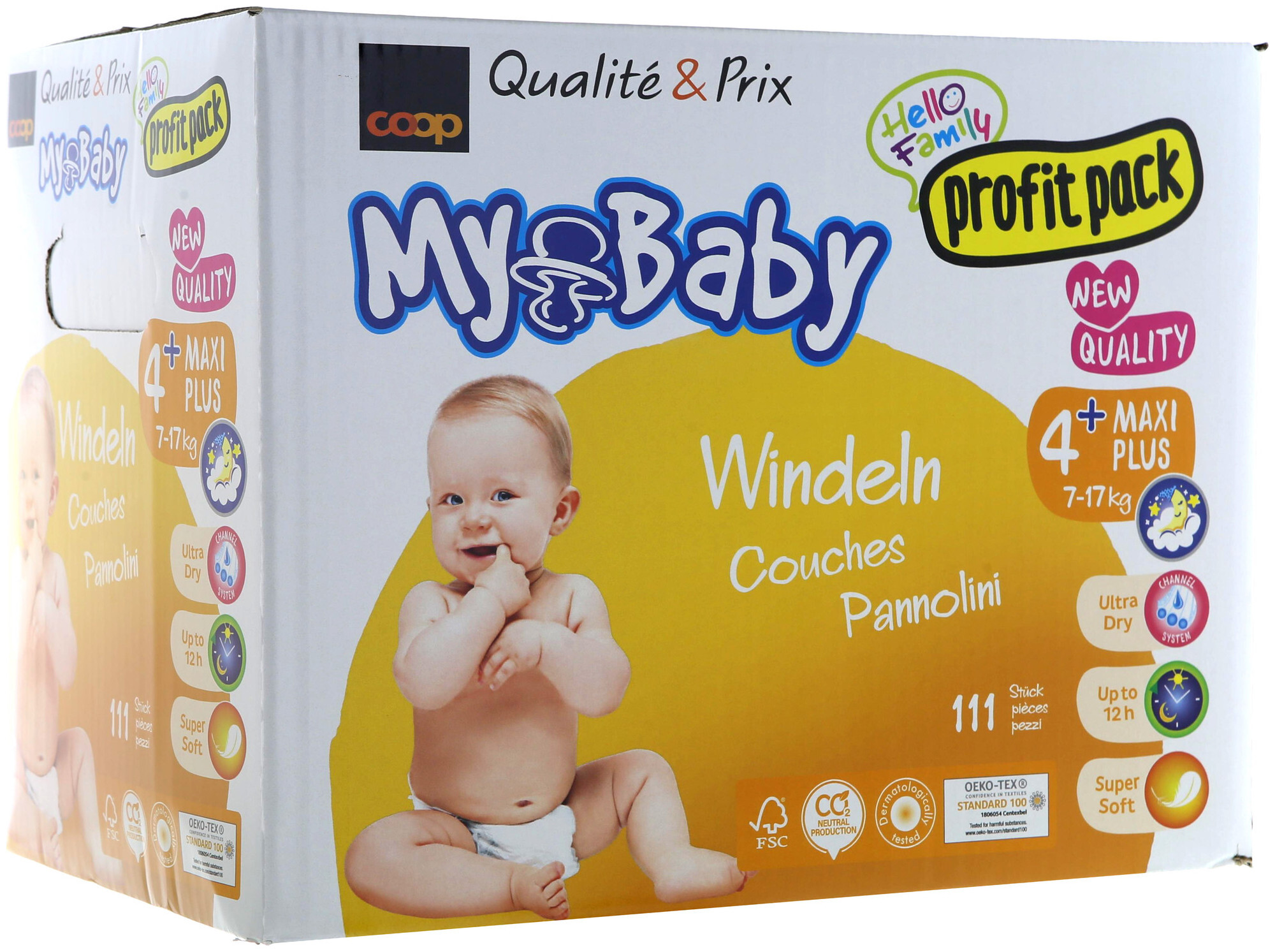 Image of My Baby Windeln Grösse 4+ Maxi Plus Profit Pack, 9-15kg, 111 Stück