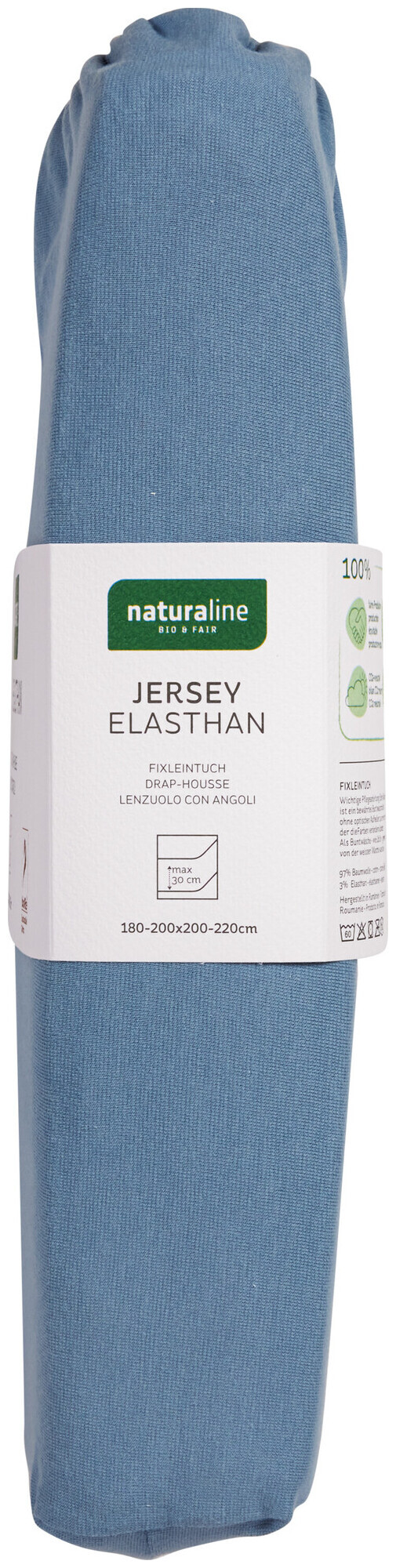 Image of Naturaline Textil Bio Fixl. Jersey EA 180x200 hellblau