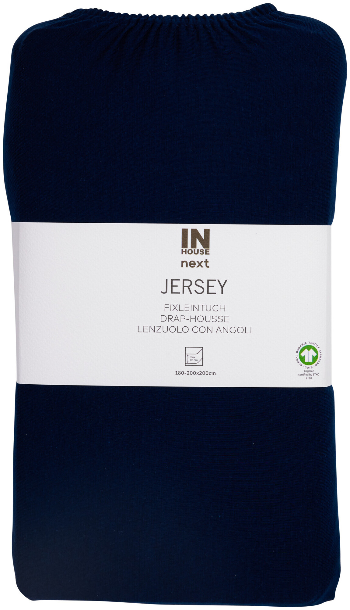 Image of Inhouse Fixleintuch Gots Jersey 180x200 marine