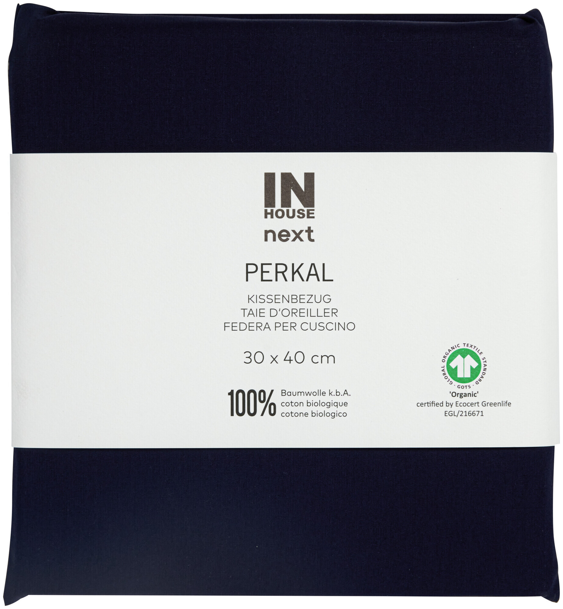 Image of Inhouse Kissen Gots Percale 30x40 marine