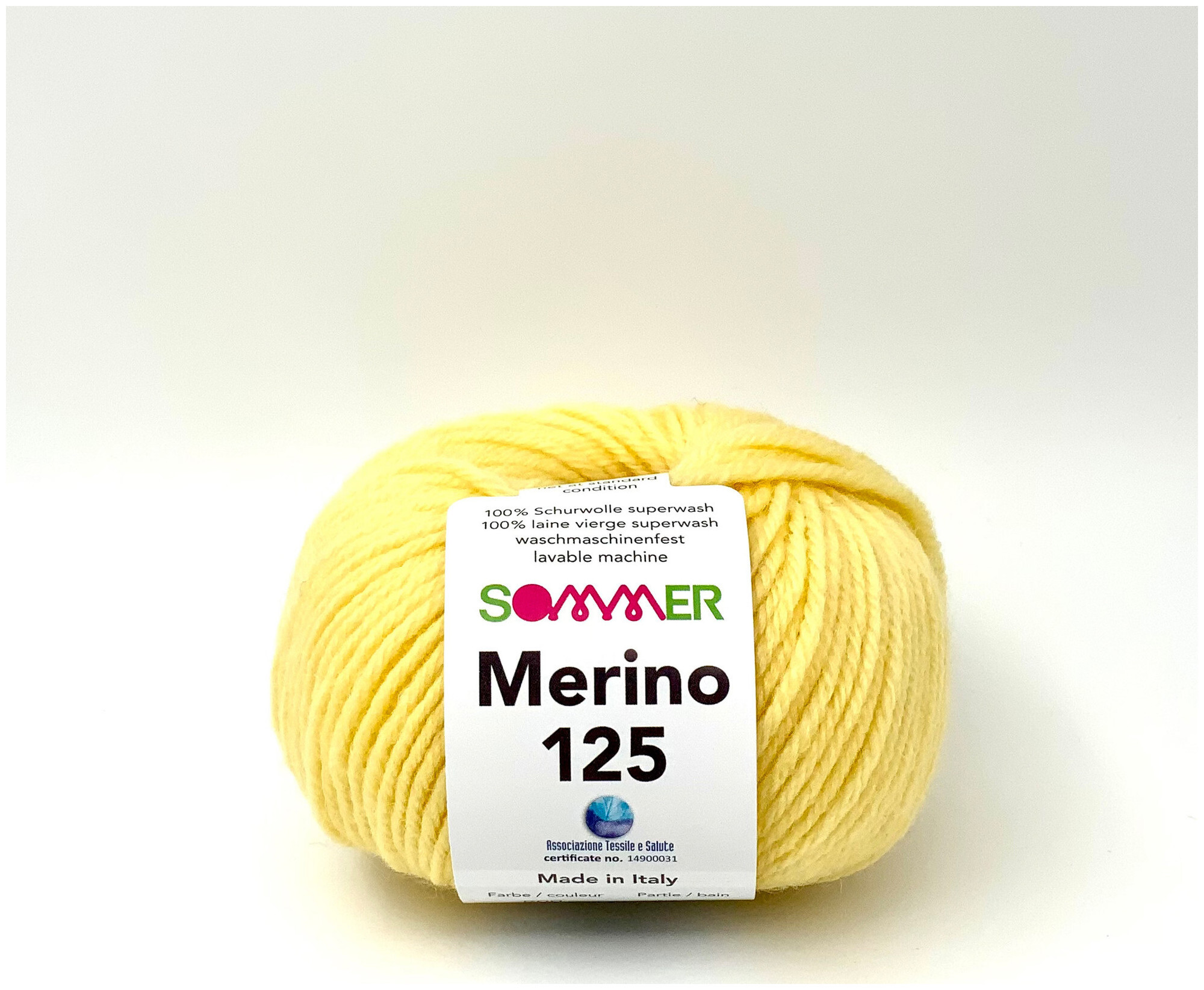 Image of Sommer Merino 125 187 Handstrickgarn 100% Merino Superwash hellgelb 50g