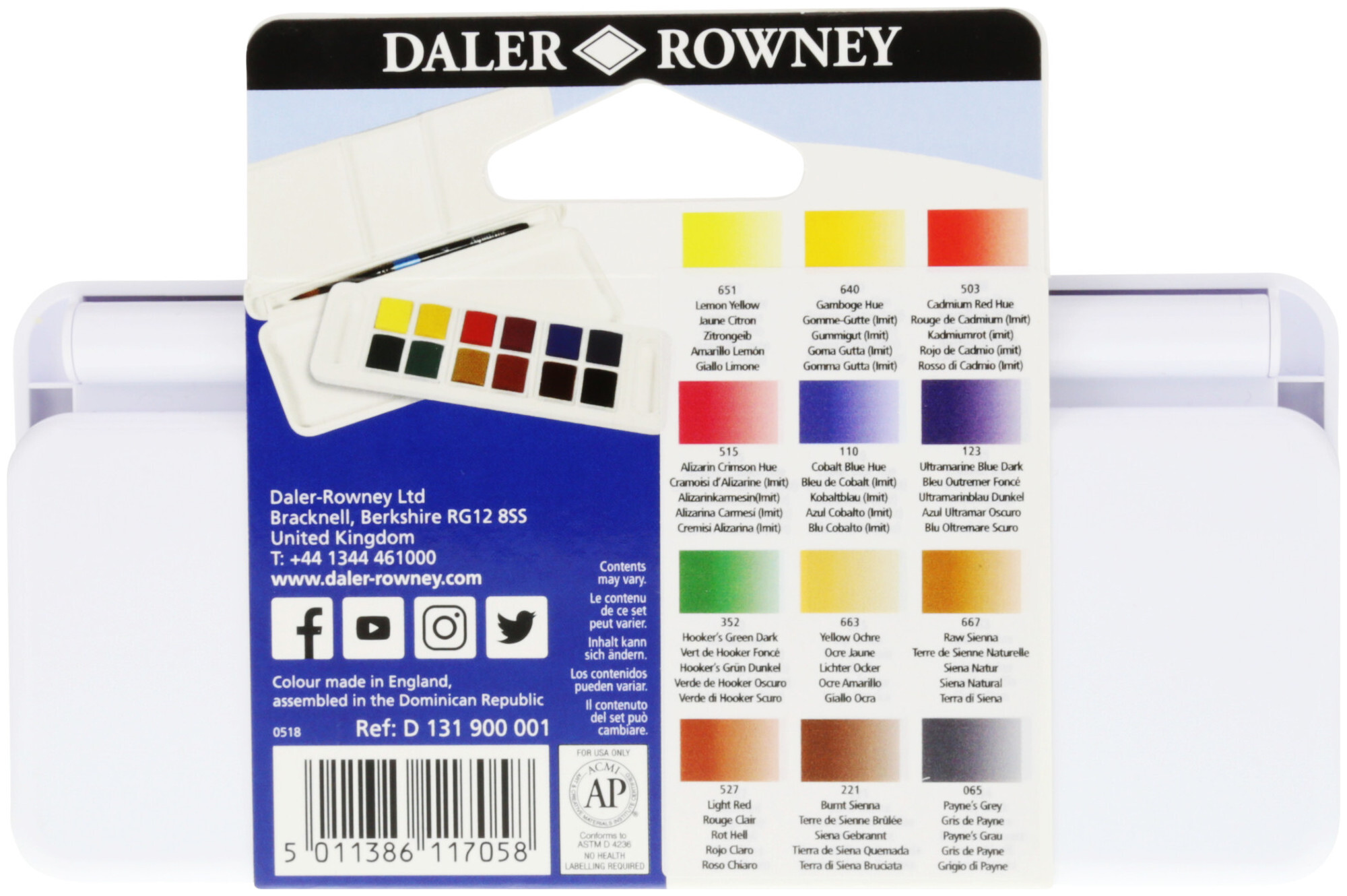 Image of Daler-Rowney Daler Rowney Aquafine Aquarellfarben 12er Set