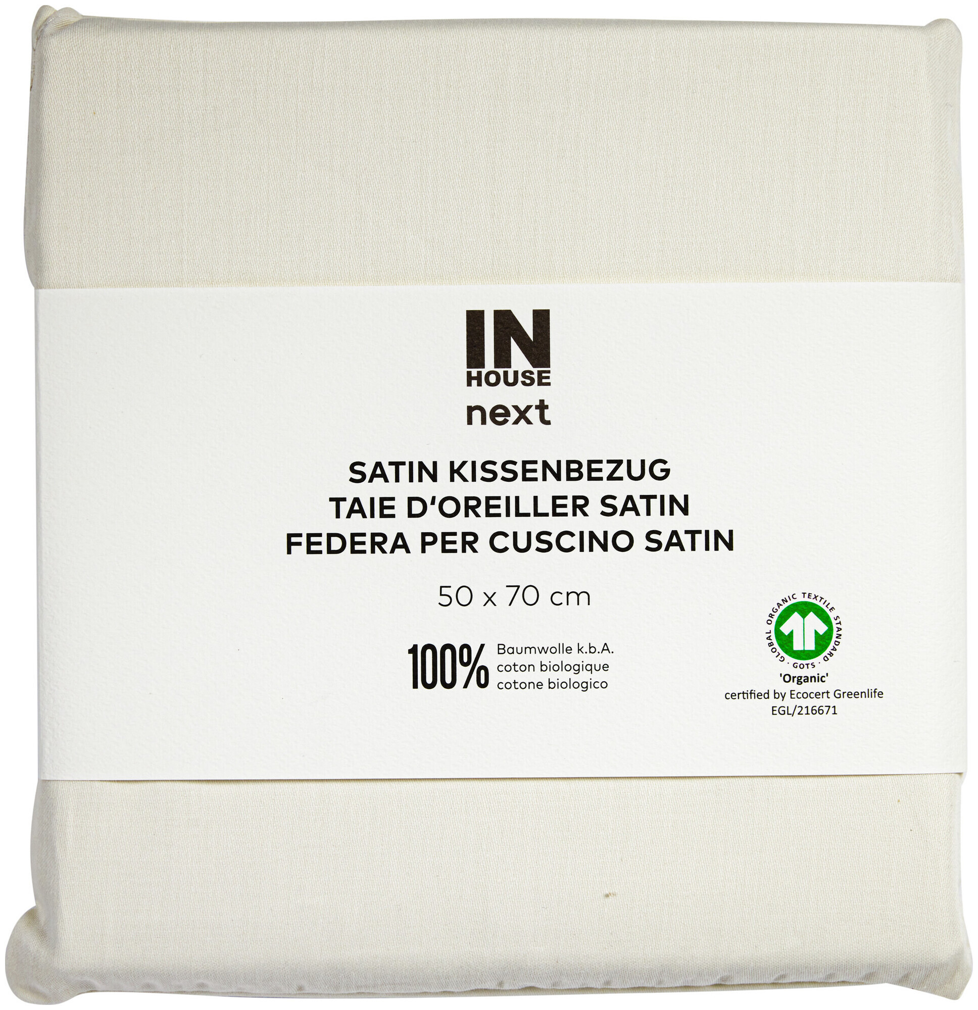 Image of Inhouse Kissen Gots Satin 50x70 ecru