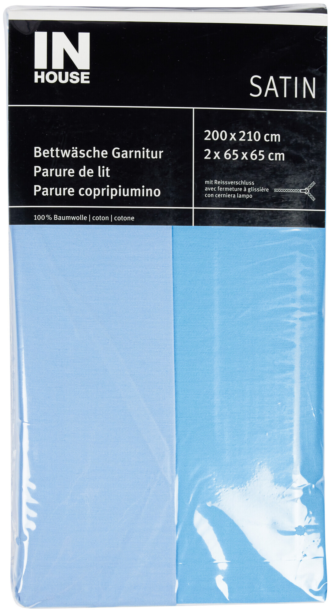 Image of Inhouse IH Bettwäschegarnitur Satin uni ciel 200x210/2x65x65