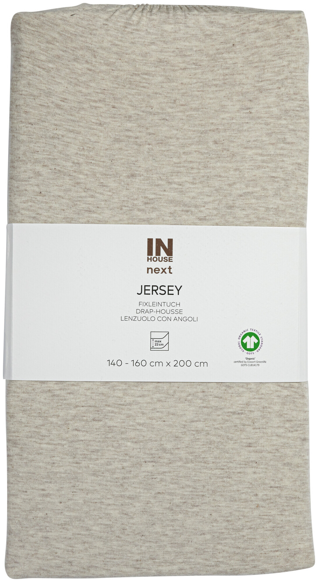 Image of Inhouse Fixleintuch Gots Jersey mel. 160x200 sand