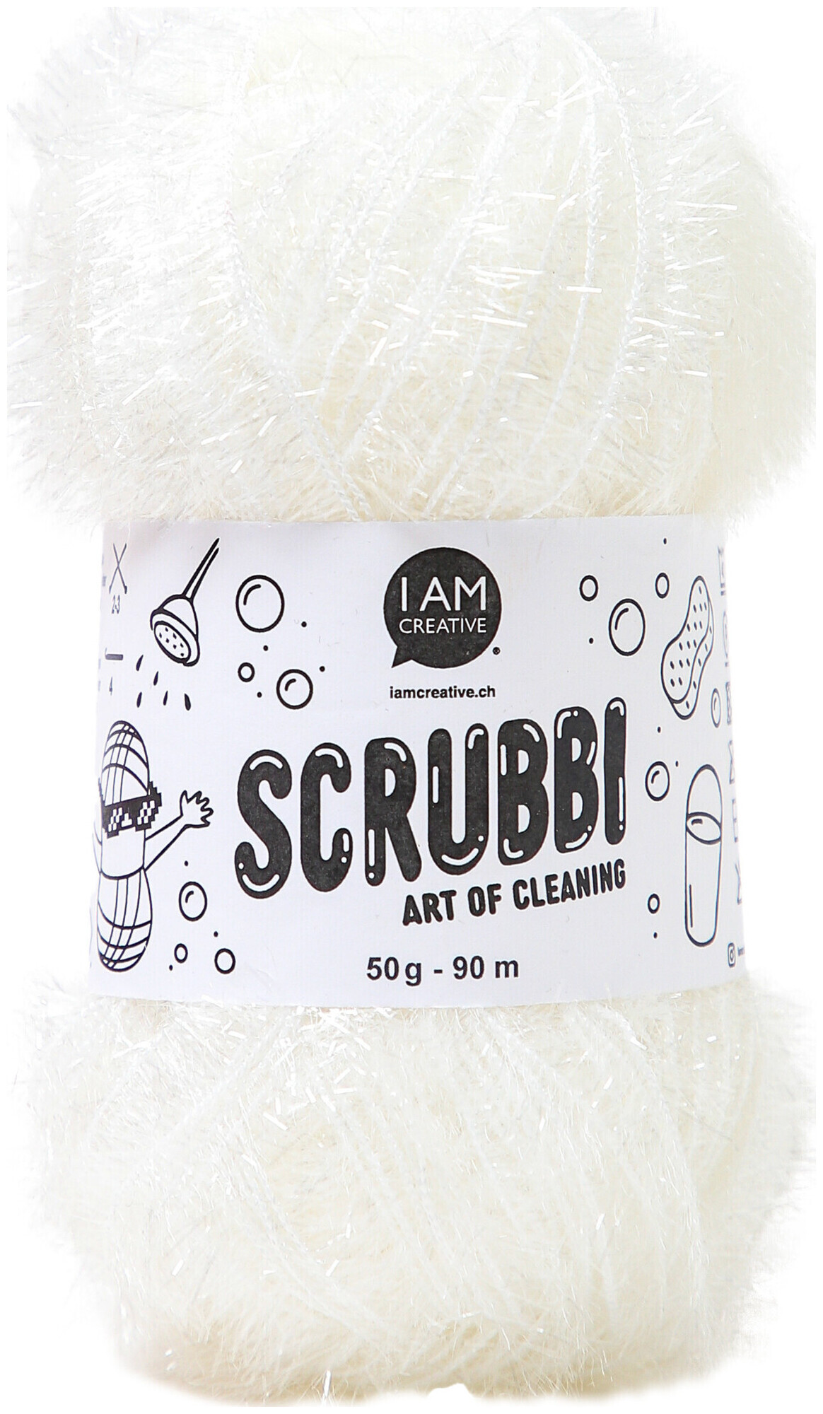 Image of I AM Creative Scrubbi Schwammgarn für Häkeln Stricken & Weben weiss 50 g 90 m