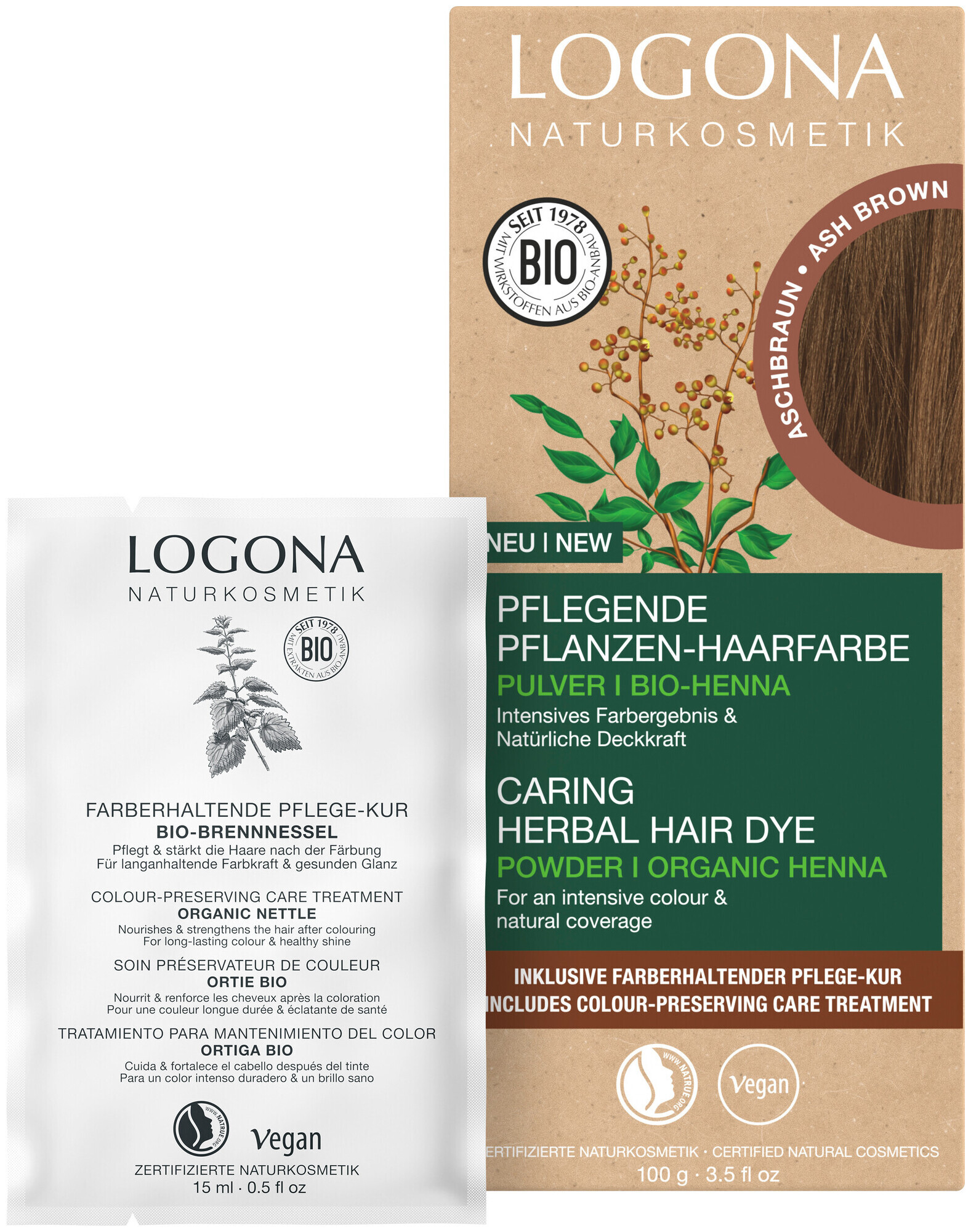 Image of Logona pflanzliche Haarfarbe Pulver aschbraun 100 g