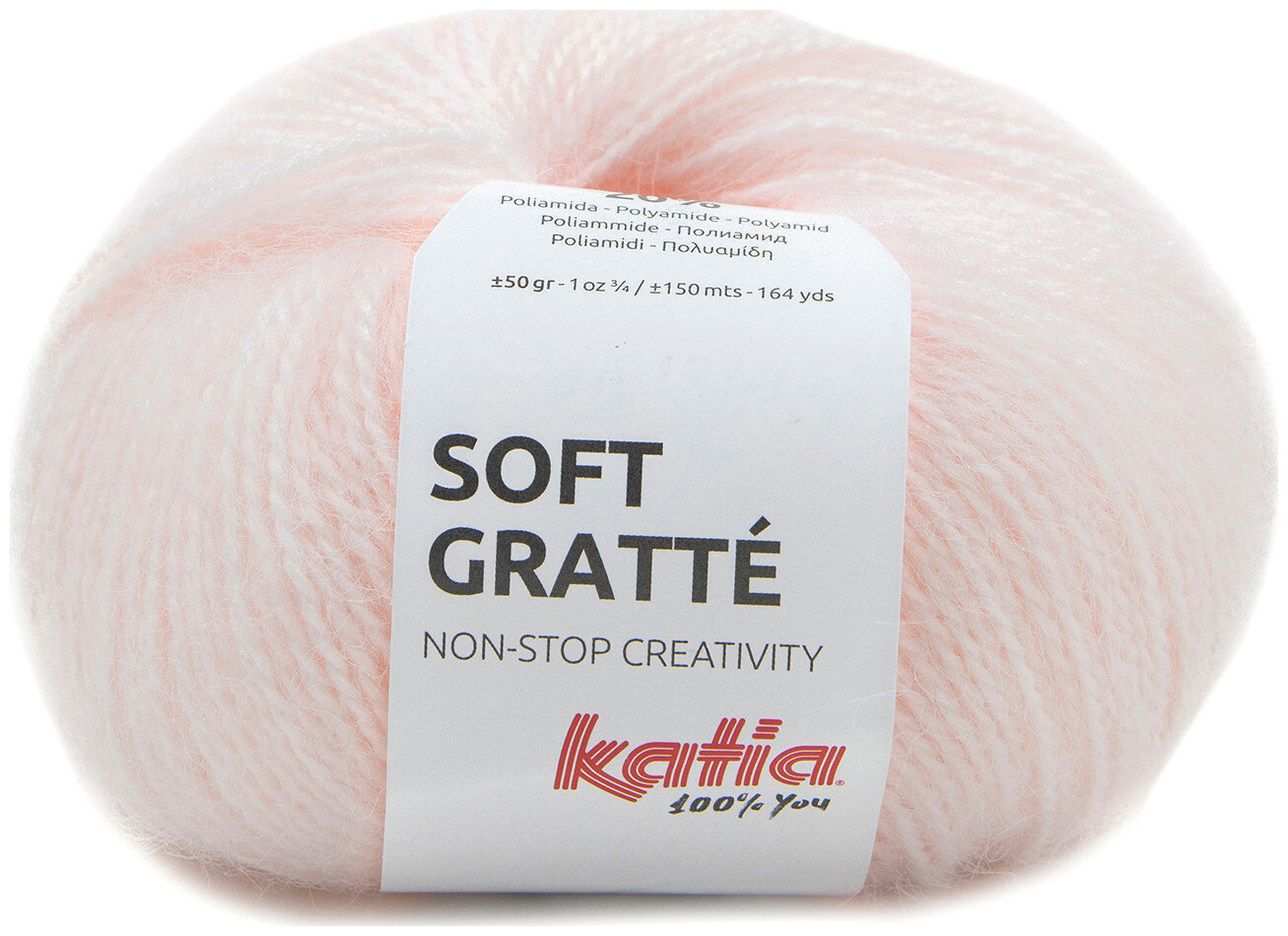 Image of Katia Soft Gratté 78 Handstrickgarn mit Mohair-Effekt für sensible Haut hellrosa 50g