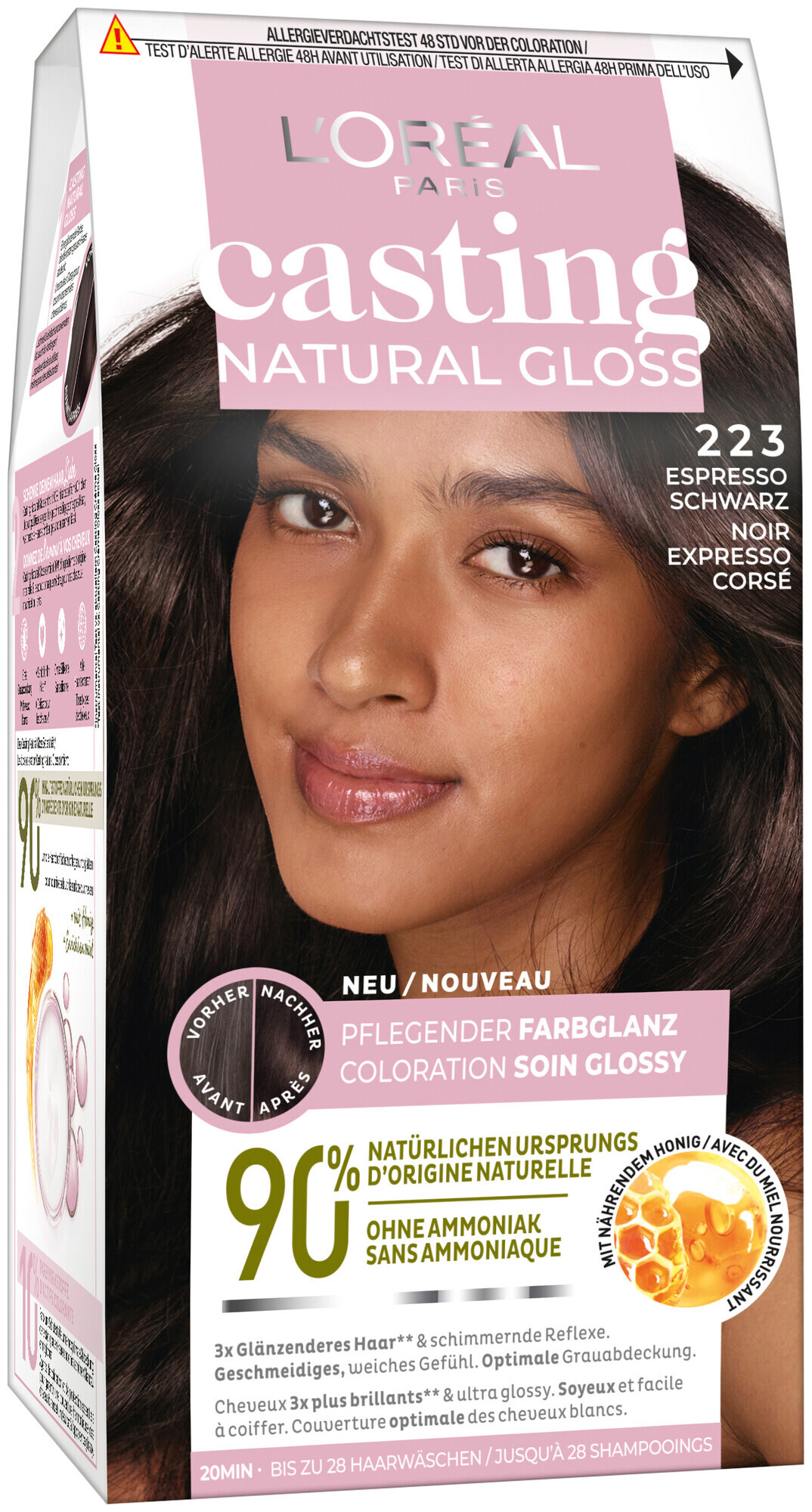 Image of Casting Creme Gloss L'Oréal Paris Casting Natural Gloss pflegende Intensivtönung 223 Espresso Schwarz