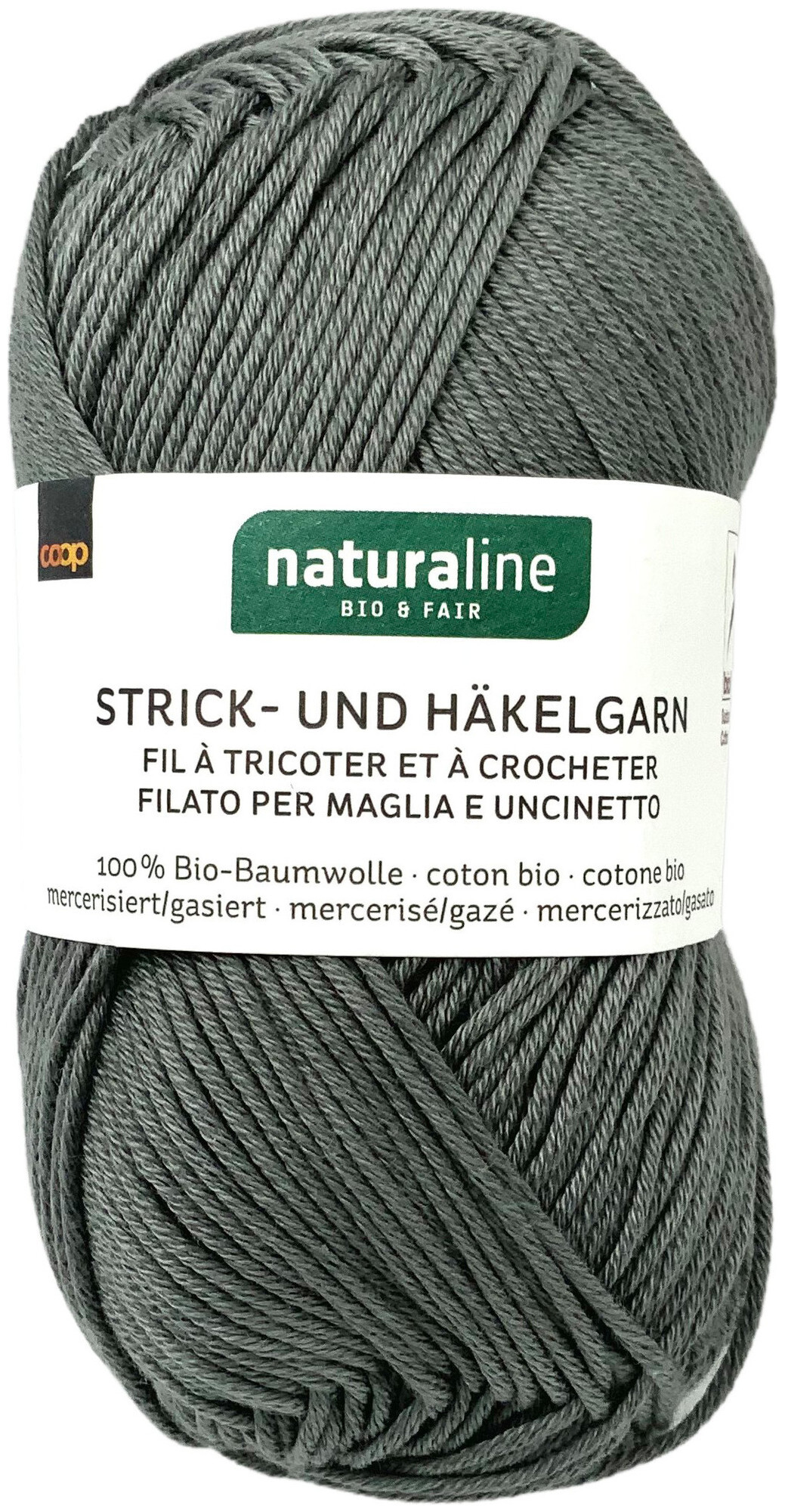Naturaline Textil Coop Bio Naturaline 327 Handstrickgarn 100% Baumwolle merc. anthrazit 50g