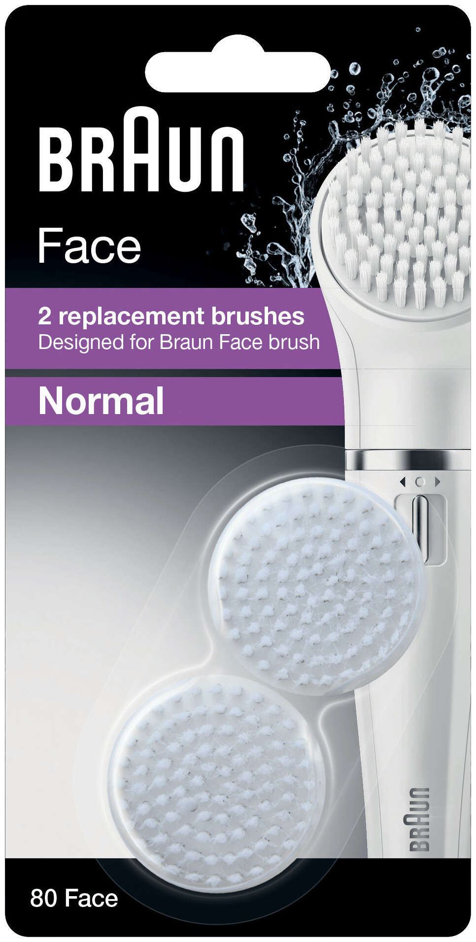 Image of Braun Face 80 Ersatzbürste (Gesichtsreinigungsbürste Aufsatz), 2er Pack