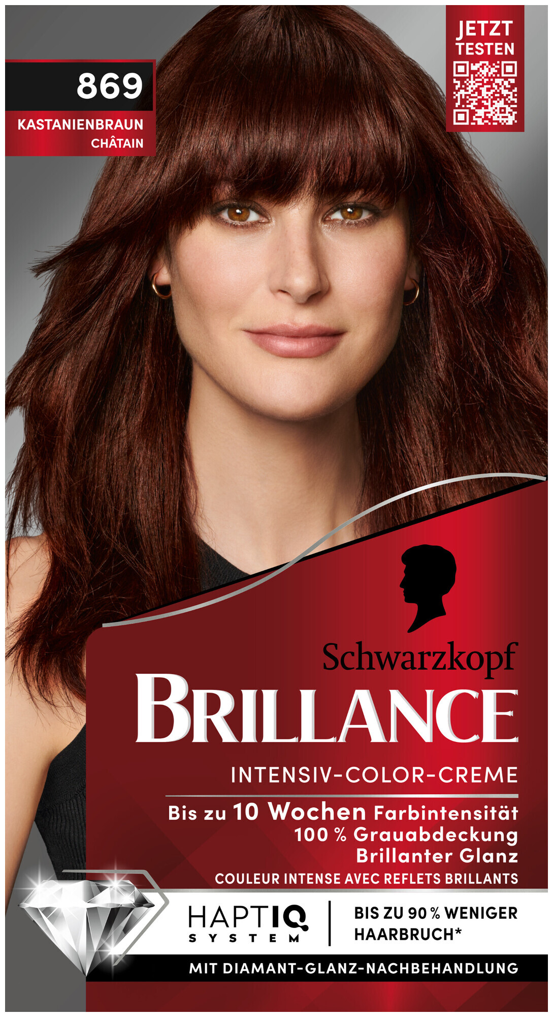 Image of Schwarzkopf Brillance Intensiv-Color-Creme 869 Kastanienbraun