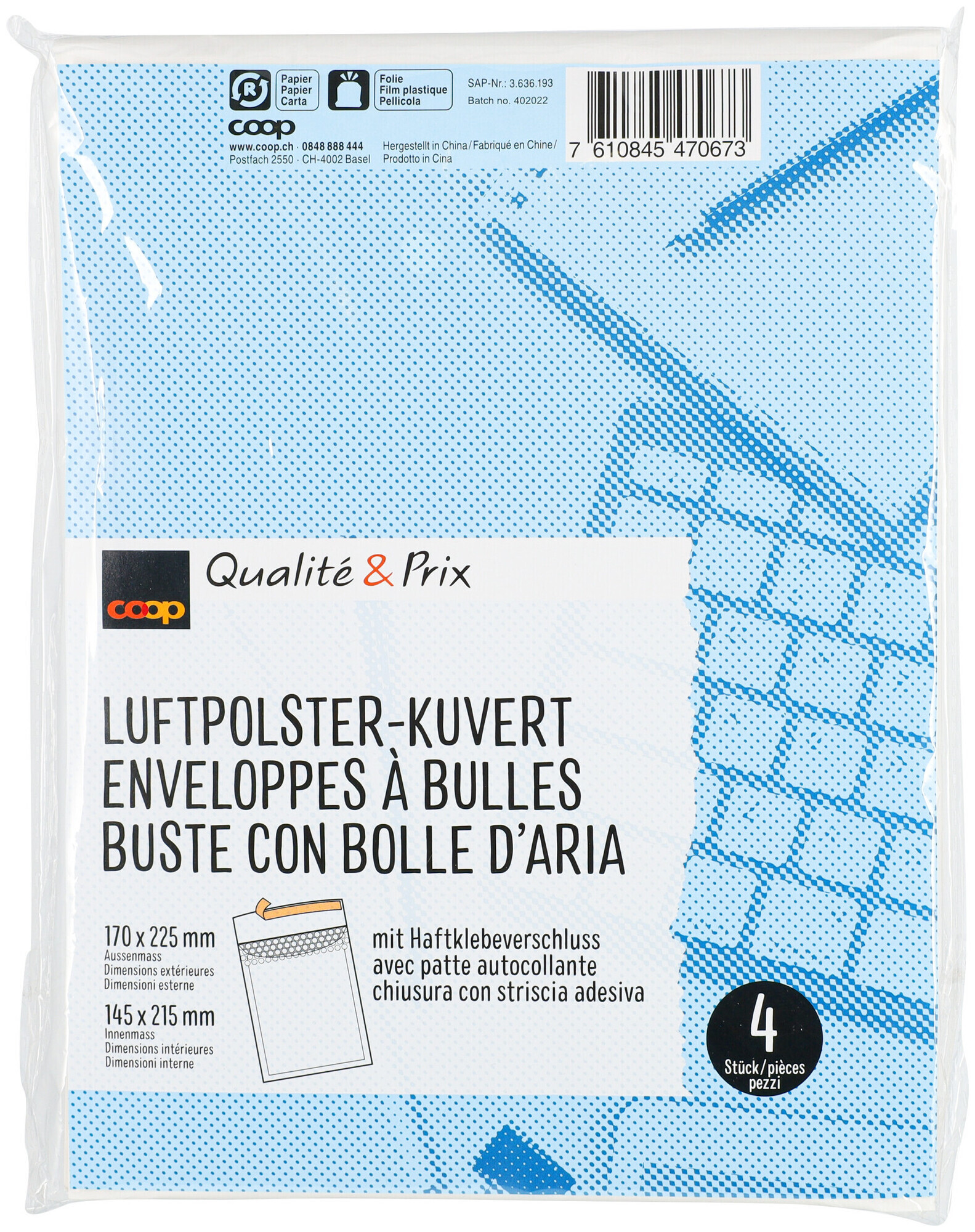 Image of Coop Qualité&Prix Luftpolster-Kuvert 17x22.5 cm weiss