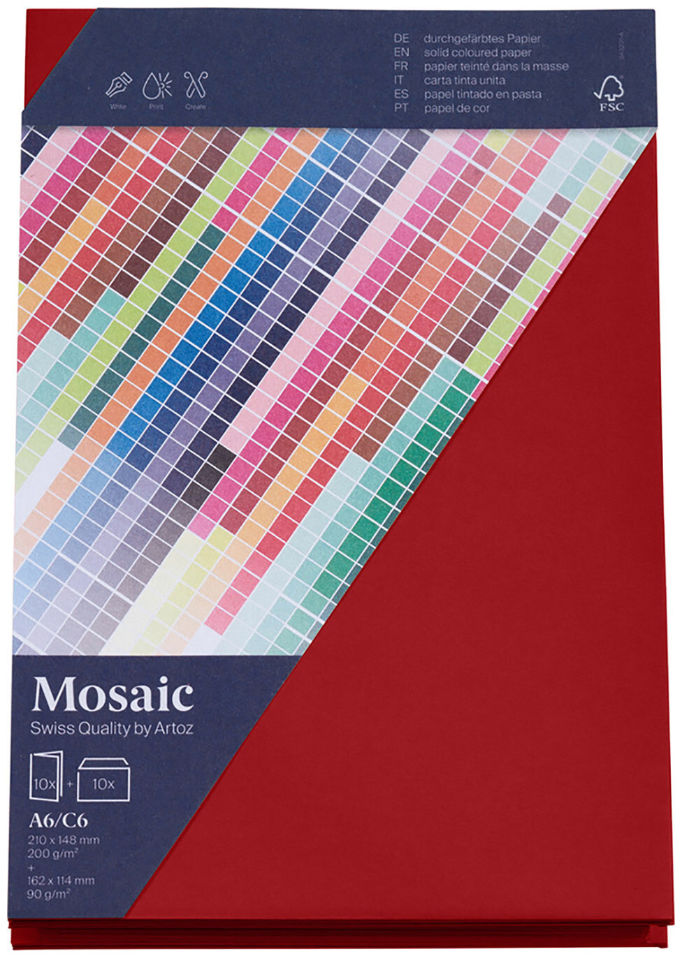 Image of Artoz Mosaic Karten/Kuverts A6/C6 feuerrot je 10 Stück