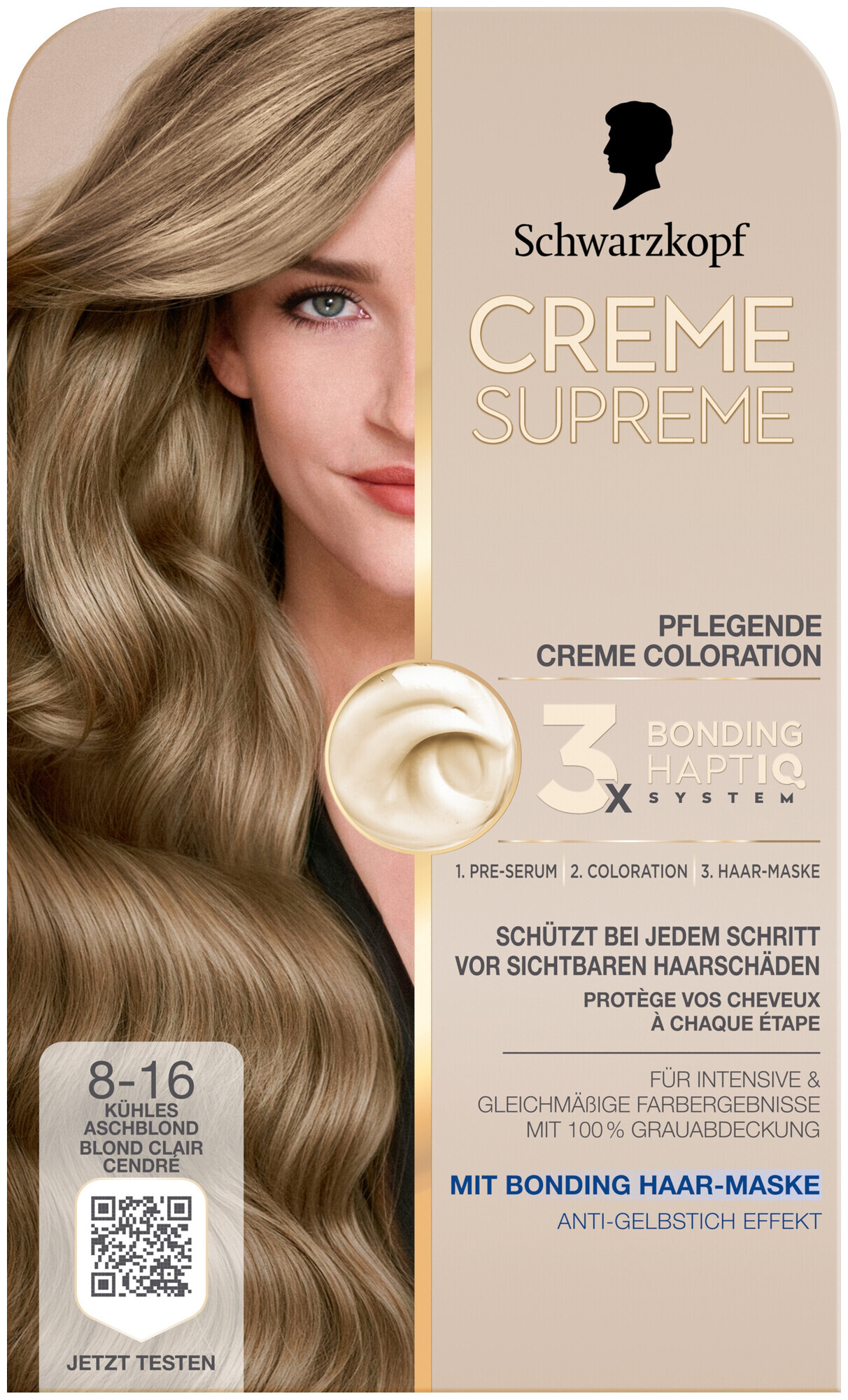 CREME SUPREME Schwarzkopf Crème Supreme Coloration 8–16 Blond Cendré Froid