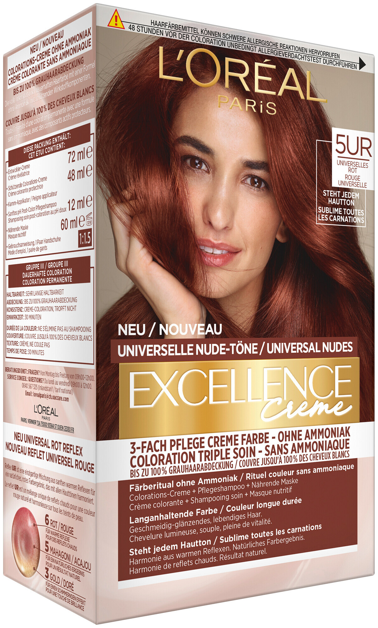 Image of L'Oréal Paris Excellence Universale Nude-Töne 5UR Universelles Rot, 1Stk
