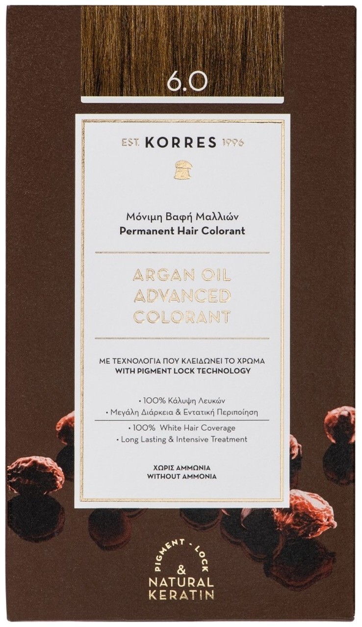 Image of Korres Argan OIL Hochentwickelte Haarcoloration Dark Blonde / Dunkelblond 6.0