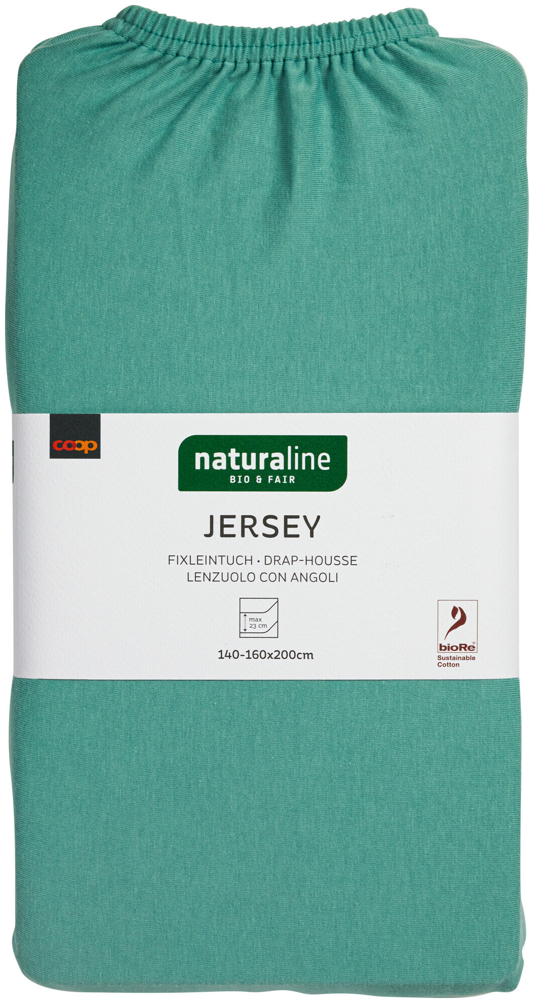 Image of Naturaline Textil Bio Fixl. Jersey 160x200 aqua