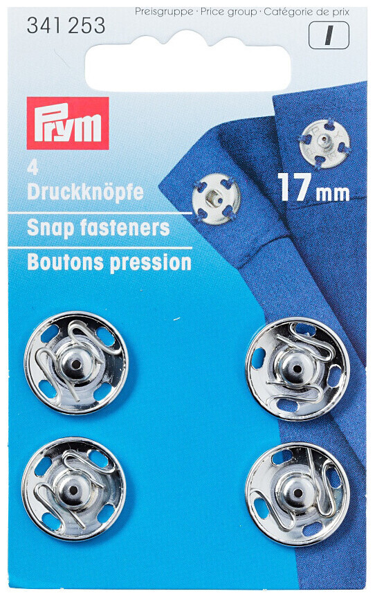 Prym bouton pression à coudre argent 17 mm 4 pcs nickel free