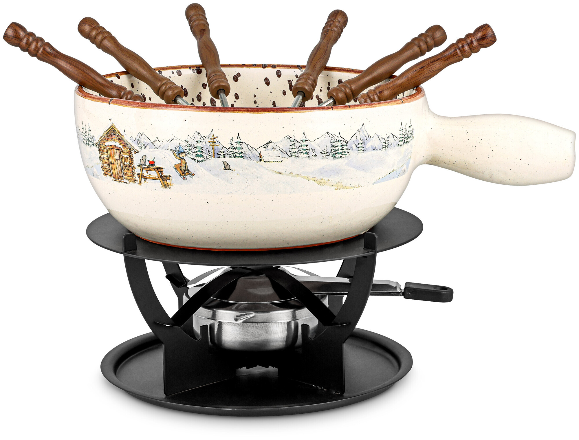 Nouvel Fondue-Set Seppli Schlitten 9-teilig